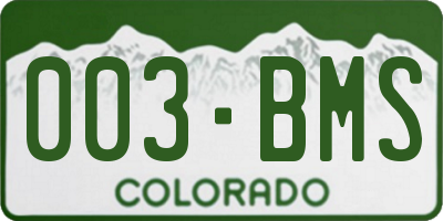 CO license plate 003BMS