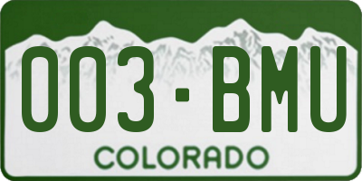 CO license plate 003BMU