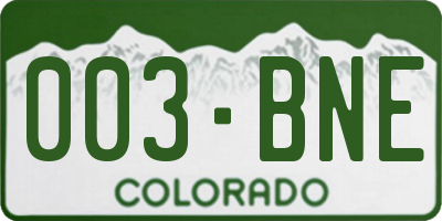 CO license plate 003BNE