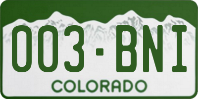 CO license plate 003BNI