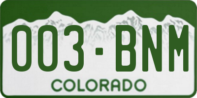 CO license plate 003BNM