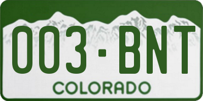 CO license plate 003BNT