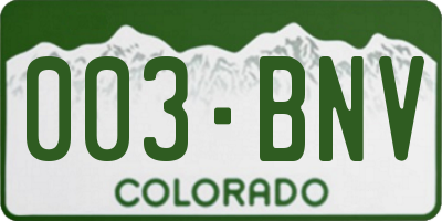 CO license plate 003BNV