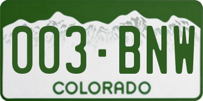 CO license plate 003BNW