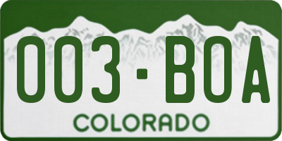 CO license plate 003BOA
