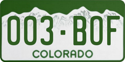 CO license plate 003BOF