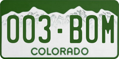 CO license plate 003BOM