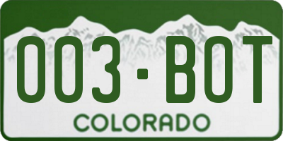 CO license plate 003BOT