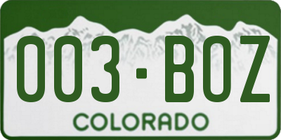 CO license plate 003BOZ
