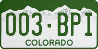 CO license plate 003BPI
