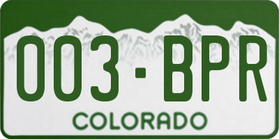 CO license plate 003BPR