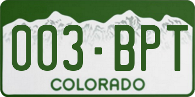CO license plate 003BPT