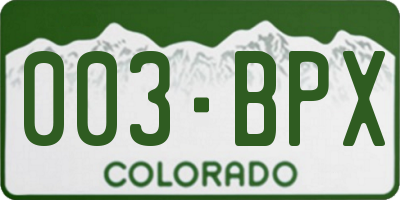 CO license plate 003BPX