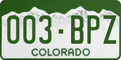 CO license plate 003BPZ