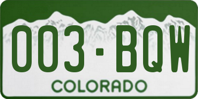 CO license plate 003BQW