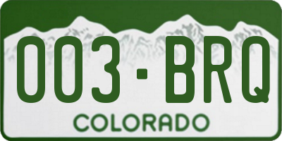 CO license plate 003BRQ