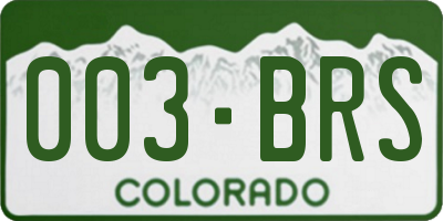 CO license plate 003BRS