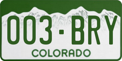 CO license plate 003BRY