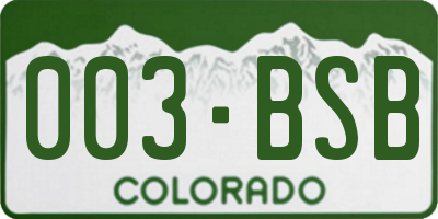 CO license plate 003BSB