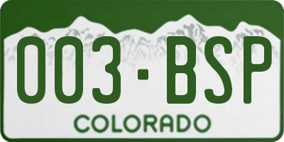 CO license plate 003BSP