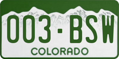 CO license plate 003BSW