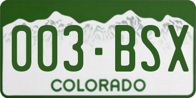 CO license plate 003BSX