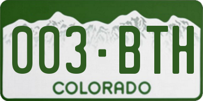 CO license plate 003BTH