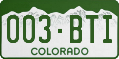CO license plate 003BTI