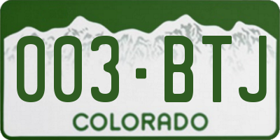 CO license plate 003BTJ