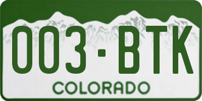 CO license plate 003BTK