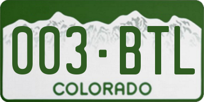CO license plate 003BTL