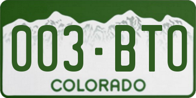 CO license plate 003BTO