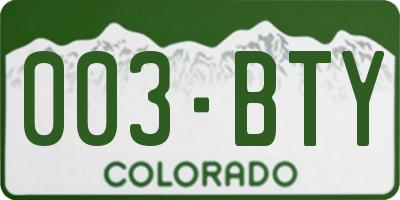 CO license plate 003BTY