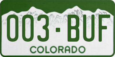 CO license plate 003BUF