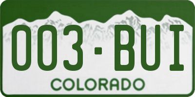 CO license plate 003BUI