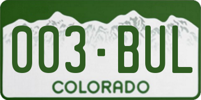 CO license plate 003BUL