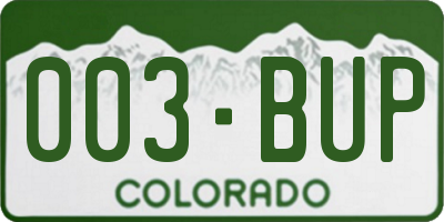 CO license plate 003BUP