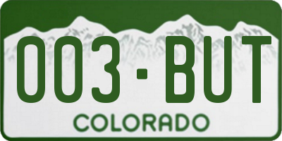CO license plate 003BUT