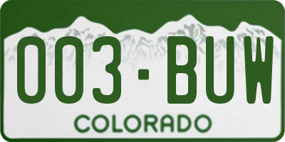 CO license plate 003BUW