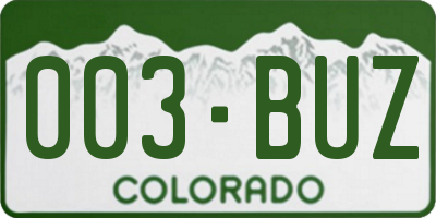 CO license plate 003BUZ