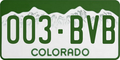 CO license plate 003BVB