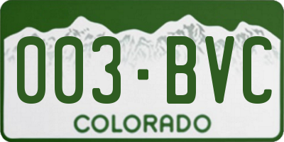 CO license plate 003BVC