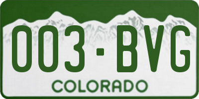 CO license plate 003BVG