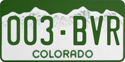 CO license plate 003BVR