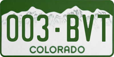 CO license plate 003BVT