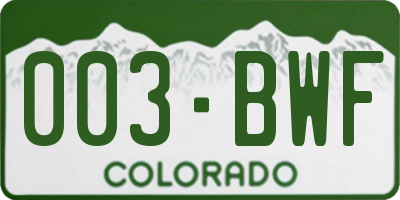CO license plate 003BWF