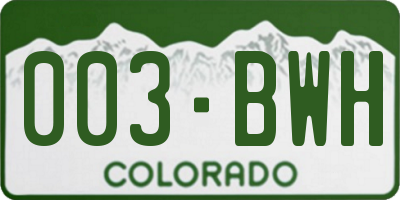 CO license plate 003BWH