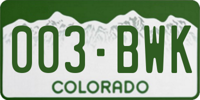 CO license plate 003BWK