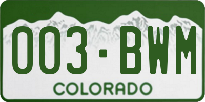 CO license plate 003BWM