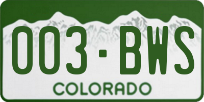 CO license plate 003BWS